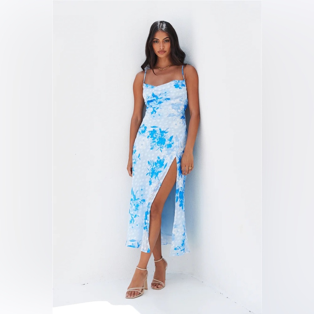 NWT Hello Molly Into Spring MIDI Dress Blue. Cowl neck size US2 AU6 XS/Small - Picture 2 of 9